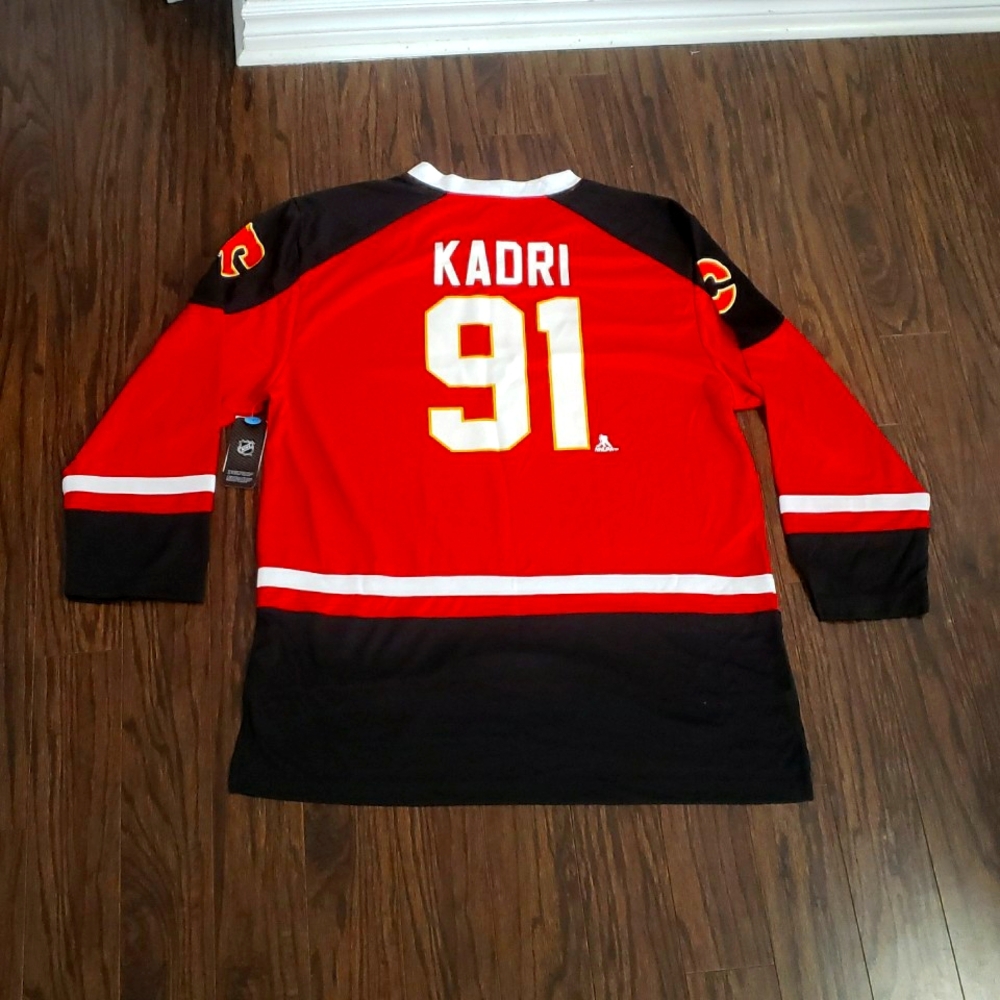 NHL Calgary Flames NEW Adult 91 KADRI Jersey Red Black Hockey Canada Sz L/XL NWT